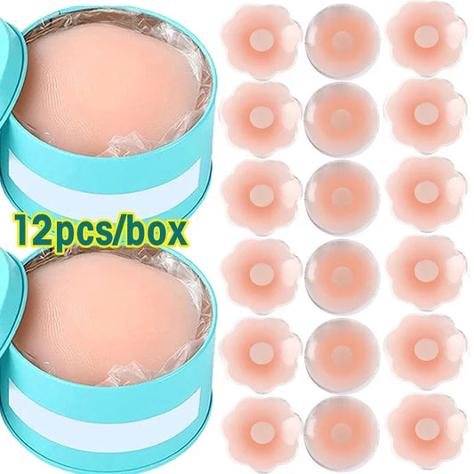 2/12Pcs Silicone Nipple Cover Reusable Women Breast Petals Lift Invisible Pasties Bra Padding Stickers Patch Boob Pads Adhesive